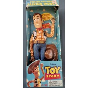 1995 Vintage Disney Toy Story Talking Woody Pull-String Doll Thinkway Toys 62810